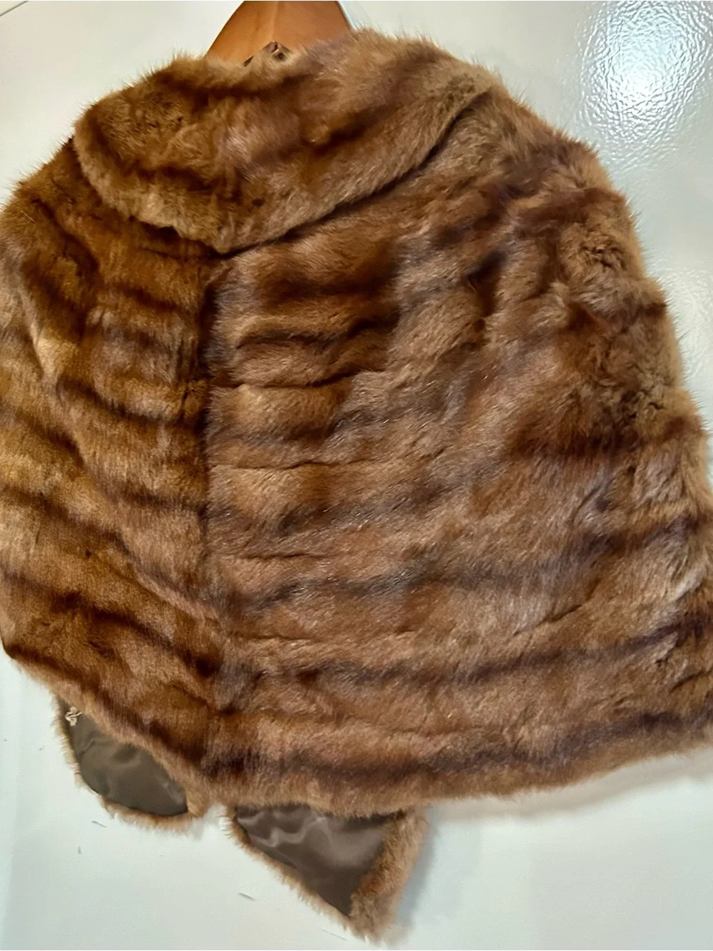 Luxury Mid Century 1950s Brown Mink Fur Shawl Wrap Stole